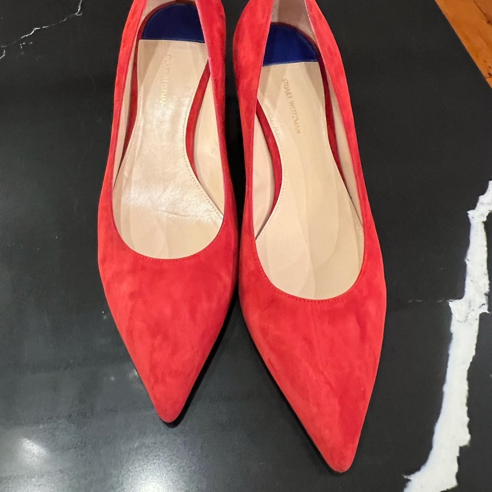 Stuart Weitzman Leigh 45 kitten heel 9.5 crimson red suede